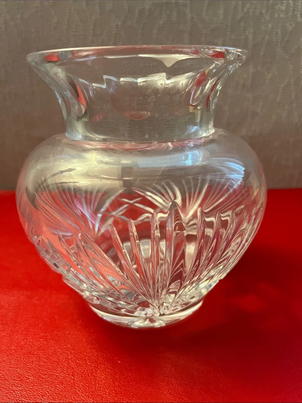 GORHAM lead crystal starburst pattern glass vase 5.5”H 5”D